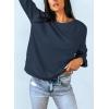 imageDokotoo Womens Casual Crew Neck Sweatshirt Loose Soft Long Sleeve Pullover TopsA Dark Blue
