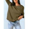 imageDokotoo Womens Casual Crew Neck Sweatshirt Loose Soft Long Sleeve Pullover TopsA Pickle Green