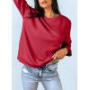 imageDokotoo Womens Casual Crew Neck Sweatshirt Loose Soft Long Sleeve Pullover TopsA Red