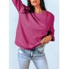 imageDokotoo Womens Casual Crew Neck Sweatshirt Loose Soft Long Sleeve Pullover TopsA Rose