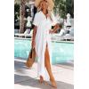 imageDokotoo Womens Casual Short Sleeve Side Split Button Down Long Kimonos Cardigans Swimsuit Cover Ups Summer Beach Dress1 White