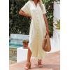 imageDokotoo Womens Casual Short Sleeve Side Split Button Down Long Kimonos Cardigans Swimsuit Cover Ups Summer Beach DressApricot