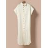 imageDokotoo Womens Casual Short Sleeve Side Split Button Down Long Kimonos Cardigans Swimsuit Cover Ups Summer Beach DressApricot