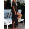 imageDokotoo Womens Casual Short Sleeve Side Split Button Down Long Kimonos Cardigans Swimsuit Cover Ups Summer Beach DressBlack 11