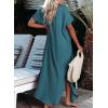imageDokotoo Womens Casual Short Sleeve Side Split Button Down Long Kimonos Cardigans Swimsuit Cover Ups Summer Beach DressBlue 2