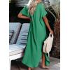 imageDokotoo Womens Casual Short Sleeve Side Split Button Down Long Kimonos Cardigans Swimsuit Cover Ups Summer Beach DressBright Green