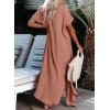 imageDokotoo Womens Casual Short Sleeve Side Split Button Down Long Kimonos Cardigans Swimsuit Cover Ups Summer Beach DressBrown 02