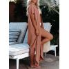 imageDokotoo Womens Casual Short Sleeve Side Split Button Down Long Kimonos Cardigans Swimsuit Cover Ups Summer Beach DressBrown 02