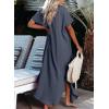 imageDokotoo Womens Casual Short Sleeve Side Split Button Down Long Kimonos Cardigans Swimsuit Cover Ups Summer Beach DressDark Grey