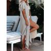 imageDokotoo Womens Casual Short Sleeve Side Split Button Down Long Kimonos Cardigans Swimsuit Cover Ups Summer Beach DressGrey