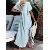imageDokotoo Womens Casual Short Sleeve Side Split Button Down Long Kimonos Cardigans Swimsuit Cover Ups Summer Beach DressLight Blue
