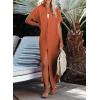 imageDokotoo Womens Casual Short Sleeve Side Split Button Down Long Kimonos Cardigans Swimsuit Cover Ups Summer Beach DressOrange