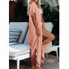 imageDokotoo Womens Casual Short Sleeve Side Split Button Down Long Kimonos Cardigans Swimsuit Cover Ups Summer Beach DressPink 3