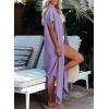 imageDokotoo Womens Casual Short Sleeve Side Split Button Down Long Kimonos Cardigans Swimsuit Cover Ups Summer Beach DressPurple