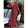 imageDokotoo Womens Casual Short Sleeve Side Split Button Down Long Kimonos Cardigans Swimsuit Cover Ups Summer Beach DressRed
