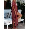 imageDokotoo Womens Casual Short Sleeve Side Split Button Down Long Kimonos Cardigans Swimsuit Cover Ups Summer Beach DressRed