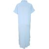 imageDokotoo Womens Casual Short Sleeve Side Split Button Down Long Kimonos Cardigans Swimsuit Cover Ups Summer Beach DressSky Blue