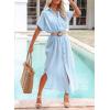 imageDokotoo Womens Casual Short Sleeve Side Split Button Down Long Kimonos Cardigans Swimsuit Cover Ups Summer Beach DressSky Blue