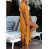 imageDokotoo Womens Casual Short Sleeve Side Split Button Down Long Kimonos Cardigans Swimsuit Cover Ups Summer Beach DressVitality Orange