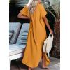imageDokotoo Womens Casual Short Sleeve Side Split Button Down Long Kimonos Cardigans Swimsuit Cover Ups Summer Beach DressVitality Orange