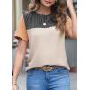 imageDokotoo Womens Color Block Fashion Short Sleeve Crewneck Knitted Spring Summer Casual Loose T Shirts TopsAblack