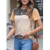 imageDokotoo Womens Color Block Fashion Short Sleeve Crewneck Knitted Spring Summer Casual Loose T Shirts TopsAblack