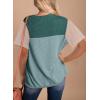 imageDokotoo Womens Color Block Fashion Short Sleeve Crewneck Knitted Spring Summer Casual Loose T Shirts TopsAblue Green