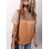 imageDokotoo Womens Color Block Fashion Short Sleeve Crewneck Knitted Spring Summer Casual Loose T Shirts TopsAkhaki