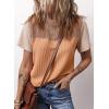imageDokotoo Womens Color Block Fashion Short Sleeve Crewneck Knitted Spring Summer Casual Loose T Shirts TopsAkhaki