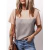 imageDokotoo Womens Color Block Fashion Short Sleeve Crewneck Knitted Spring Summer Casual Loose T Shirts TopsBgray