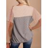 imageDokotoo Womens Color Block Fashion Short Sleeve Crewneck Knitted Spring Summer Casual Loose T Shirts TopsBgray