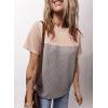imageDokotoo Womens Color Block Fashion Short Sleeve Crewneck Knitted Spring Summer Casual Loose T Shirts TopsBgray