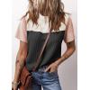 imageDokotoo Womens Color Block Fashion Short Sleeve Crewneck Knitted Spring Summer Casual Loose T Shirts TopsCarbon Grey
