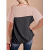 imageDokotoo Womens Color Block Fashion Short Sleeve Crewneck Knitted Spring Summer Casual Loose T Shirts TopsDark Grey