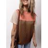 imageDokotoo Womens Color Block Fashion Short Sleeve Crewneck Knitted Spring Summer Casual Loose T Shirts TopsGold Flame