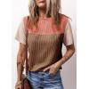 imageDokotoo Womens Color Block Fashion Short Sleeve Crewneck Knitted Spring Summer Casual Loose T Shirts TopsGold Flame