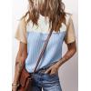 imageDokotoo Womens Color Block Fashion Short Sleeve Crewneck Knitted Spring Summer Casual Loose T Shirts TopsLight Blue