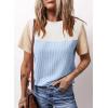 imageDokotoo Womens Color Block Fashion Short Sleeve Crewneck Knitted Spring Summer Casual Loose T Shirts TopsLight Blue
