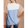 imageDokotoo Womens Color Block Fashion Short Sleeve Crewneck Knitted Spring Summer Casual Loose T Shirts TopsLight Blue