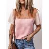 imageDokotoo Womens Color Block Fashion Short Sleeve Crewneck Knitted Spring Summer Casual Loose T Shirts TopsLight Pink