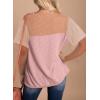 imageDokotoo Womens Color Block Fashion Short Sleeve Crewneck Knitted Spring Summer Casual Loose T Shirts TopsLight Pink