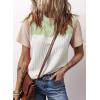 imageDokotoo Womens Color Block Fashion Short Sleeve Crewneck Knitted Spring Summer Casual Loose T Shirts TopsMoonlight Jade