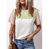 imageDokotoo Womens Color Block Fashion Short Sleeve Crewneck Knitted Spring Summer Casual Loose T Shirts TopsMoonlight Jade