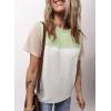 imageDokotoo Womens Color Block Fashion Short Sleeve Crewneck Knitted Spring Summer Casual Loose T Shirts TopsMoonlight Jade