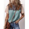 imageDokotoo Womens Color Block Fashion Short Sleeve Crewneck Knitted Spring Summer Casual Loose T Shirts TopsMyosotis