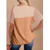 imageDokotoo Womens Color Block Fashion Short Sleeve Crewneck Knitted Spring Summer Casual Loose T Shirts TopsOrange