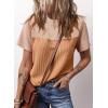 imageDokotoo Womens Color Block Fashion Short Sleeve Crewneck Knitted Spring Summer Casual Loose T Shirts TopsOrange