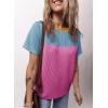 imageDokotoo Womens Color Block Fashion Short Sleeve Crewneck Knitted Spring Summer Casual Loose T Shirts TopsRose Red