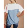 imageDokotoo Womens Color Block Fashion Short Sleeve Crewneck Knitted Spring Summer Casual Loose T Shirts TopsSky Blue