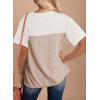 imageDokotoo Womens Color Block Fashion Short Sleeve Crewneck Knitted Spring Summer Casual Loose T Shirts TopsSmoke Gray